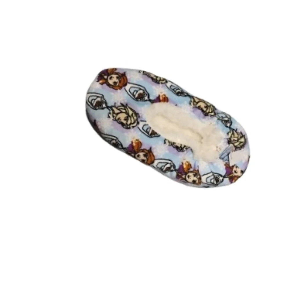 NWT Frozen Elsa & Anna Disney Fuzzy Slippers Girls Sz M/L 13-4